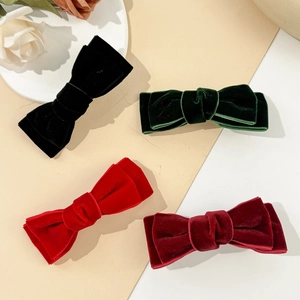 Japanse stijl fluwelen haarspeldjes set met strikken in zwart, groen en rood voor dames