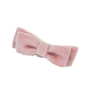 Barrette à cheveux nœud rose pelucheux avec texture douce en mohair pour filles