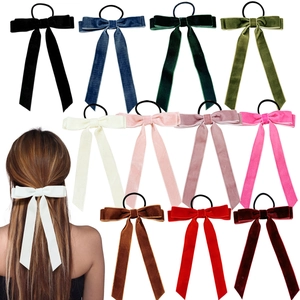 Eleganter Samt Schleife Haargummi Mit Langen Bändern Hochelastischer Haarring Für Damen Mädchen Süßer Vielseitiger Haarschmuck