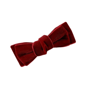 Elegante dieprode fluwelen haarclip voor dames met zachte textuur en dubbellaags strikontwerp