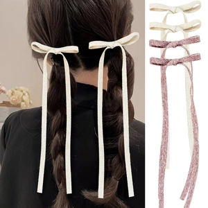Fermagli per Capelli a Fiocco in Stile Balletto Francese Con Lunghi Nastri per Donna Ragazza Dolce Fiocco in Tessuto Fatto a Mano