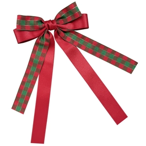 Barrette à cheveux avec nœud festif rouge et écossais, accessoire de Noël pour femmes