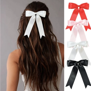 Élégante Pince à Cheveux Nœud en Satin Français Double Couche Ruban Pince Croco pour Femmes Filles Mariage Fête Doux Accessoire Cheveux