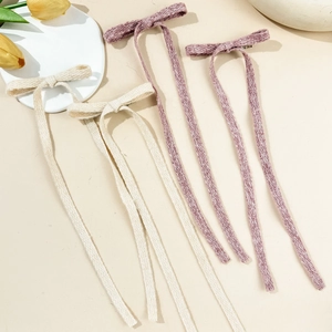 Set di fermagli per capelli con fiocchi in maglia bianco crema e rosa cipria stile ballet