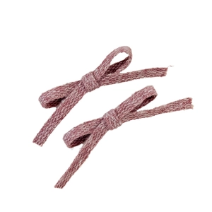 Set of two vintage dusty rose plush bow hair clips with textured fabric for sweet girls