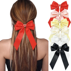 Fermaglio per Capelli Fiocco in Raso Con Cuore di Strass Nastro Lungo Elegante Forcina per Capelli per Donna Accessori Quotidiani Festa