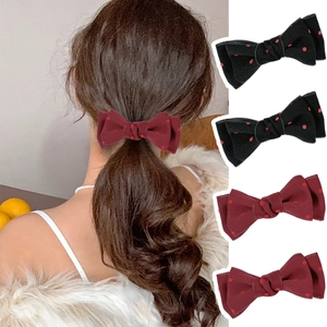 Süße Gepunktete Schleife Haarklammern Band Stoff Entenschnabel Clips Handgefertigter Haarschmuck Für Damen Mädchen Täglich
