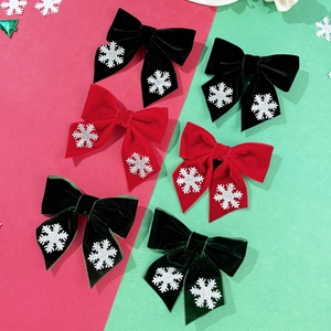 Fermaglio per Capelli Fiocco in Velluto Con Glitter a Fiocco di Neve Accessori Capelli Natale per Donna Ragazza