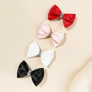 Ensemble de barrettes à nœuds élégantes en ruban satiné avec cristaux étincelants