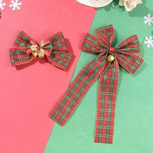 Weihnachten Rot Grün Kariert Schleife Haarspange Mit Goldener Glocke Süße Schottenkaro Band Haarnadel Für Damen Mädchen Party