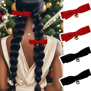 Samt Schleife Haarklammern Mit Goldener Glocke Süße Weihnachts Haarnadel Für Damen Mädchen Festlicher Party Haarschmuck
