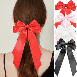 Handmade Satin Bow Hair Clip Three-Layer Ribbon Streamers Duckbill Clip Elegant Sweet Hair Accessories For Women Party Decoration
