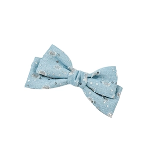 Fermaglio per capelli a fiocco in denim azzurro con paillettes argento e stile retrò invecchiato