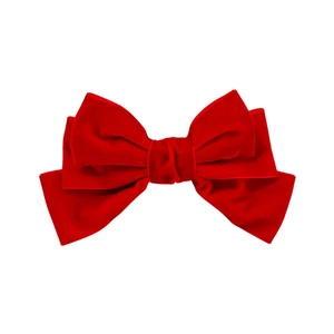 Elegante fermaglio per capelli in velluto rosso a tre strati con texture di lusso per donna