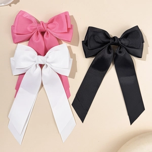 Elegante Haarklammern aus Ripsband mit Schleifen und langen Bändern für Damen in Farben