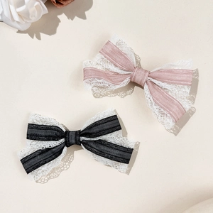 Sweet Lace Bow Hair Clip For Women Girls Handmade Satin Ribbon Duckbill Clip Cute Side Hair Accessory Fashion Headwear