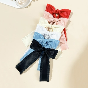 Lot de six barrettes à cheveux à nœuds volantés de couleurs variées pour filles