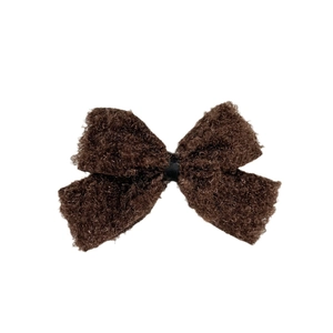 Barrette à cheveux nœud marron en peluche douce pour femmes style automne hiver