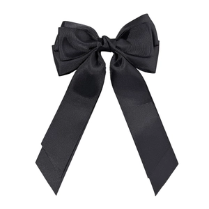 Eleganter schwarzer Ripsband Schleife Haarclip mit langen Bändern für Damen