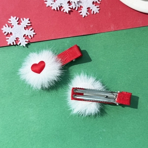 Zoete rode hart pom-pom haarspelden met stevige metalen eendenbekclips voor dames