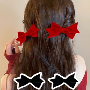 Retro Velvet Bow Hair Clips For Women Sweet Oversized Bowknot Duckbill Clip Elegant Side Bangs Hairpins Girl Hair Accessories