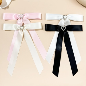 Dolce Fermaglio per Capelli a Fiocco in Raso Con Cuore di Strass e Nastro Lungo per Donna e Ragazza Accessori per Capelli