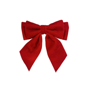 Elegant red velvet double layer bow hair clip for women with a vintage aesthetic look