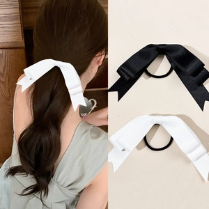 Large Ribbon Bow Hair Ties Elastic Ponytail Holders Preppy Style Satin Webbing Hair Accessories For Women Girls Daily Use