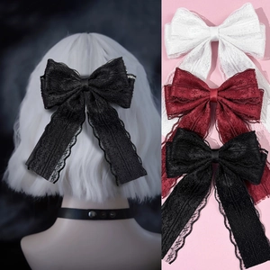 Lace Bow Hair Clip Long Streamer French Elegant Sweet Cool Lolita Style Hairpins Hair Accessories For Women Girls