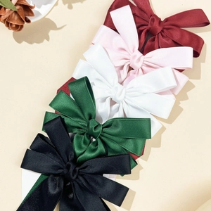 Elegant large satin ribbon bow hair clips in five colors for women stylish hair accessories