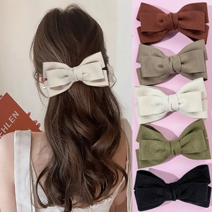 Pince à Cheveux Nœud Papillon Double Couche Élégante Coréenne pour Femmes Grande Barrette à Ressort Accessoire en Tissu