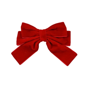 Elegant French vintage style red velvet bow hair clip with double layer design