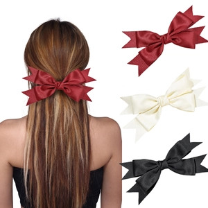 Elegant French Satin Ribbon Bow Hair Clip Large Multi Layer Bowknot Spring Clip Versatile Hair Accessories For Women