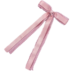Roze kant strik haarspeld met lange linten in zoete balletstijl voor dames en meisjes