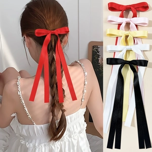 Pince à Cheveux Nœud Long Ruban Balletcore Style Coréen Doux Épingle à Cheveux en Satin pour Femmes Accessoires Cheveux