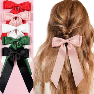 Sweet Bow Hair Clip With Long Streamer Satin Ribbon Hairpins Korean Style Elegant Back Head Hair Decoration For Women Girls