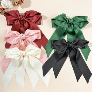 Lot de grandes barrettes nœuds en satin élégantes avec rubans en cinq couleurs