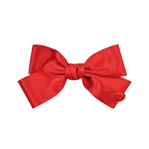 Eleganter roter Satin-Haarclip mit Schleife und Herz-Detail für Damen Haarschmuck