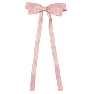 Elegante fermaglio per capelli in raso rosa con fiocco e lunghi nastri stile minimal