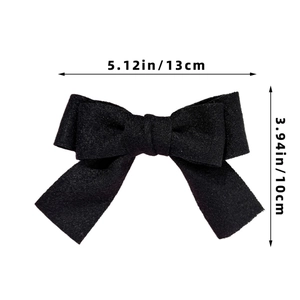 Detailed size specifications for the wool bow hair clip showing width and height dimensions