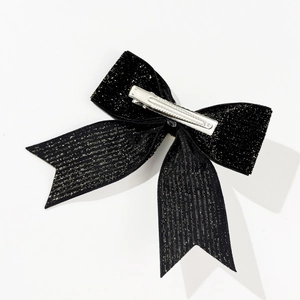 Barrette à cheveux élégante en velours noir avec paillettes dorées et pince crocodile