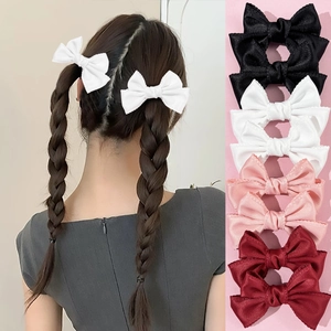 Barrette Cheveux Nœud Papillon Douce Balletcore Pour Femmes Ruban Satin Bord Ondulé Pince Bec De Canard Accessoire Cheveux