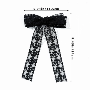 Fiocco per capelli in pizzo con nastri dimensioni 14,5cm di larghezza e 24cm di altezza