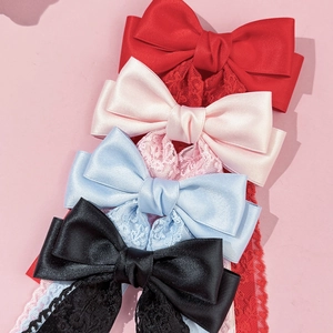 Eleganti fermagli per capelli con fiocchi in pizzo rosso, rosa, blu e nero per acconciature