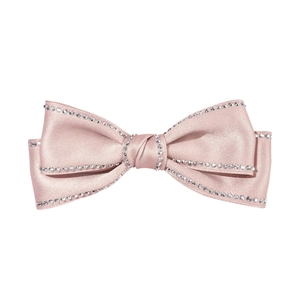 Pince à cheveux élégante en satin rose avec strass brillants pour coiffure femme
