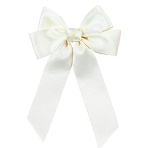 Barrette à cheveux élégante avec nœud en satin crème et longs rubans au style épuré
