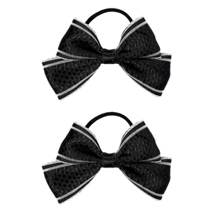 Set mit zwei eleganten schwarzen Haargummis mit weißer Spitze und Gummiband