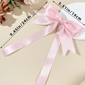Fermaglio per capelli con fiocco in raso rosa e nastri, 24x14cm per acconciature