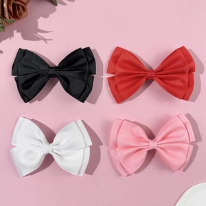 Sweet Girls Grosgrain Ribbon Bow Hair Clip Cute Princess Side Fringe Alligator Clip Handmade Hair Accessories For Women
