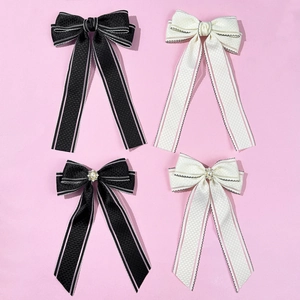 Pince à Cheveux Élégante avec Nœud Papillon et Ruban Longue Épingle à Cheveux avec Fausse Künstliche Perle Strass Accessoires de Coiffure Français